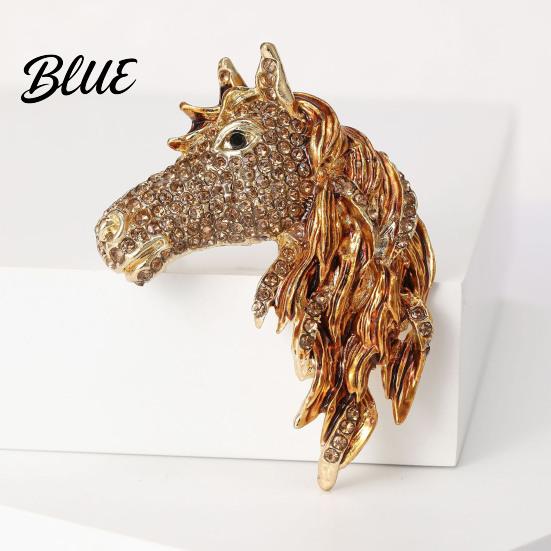 Horse Theme Gift Head Brooch Sparkling Alloy Animal Lapel Pin