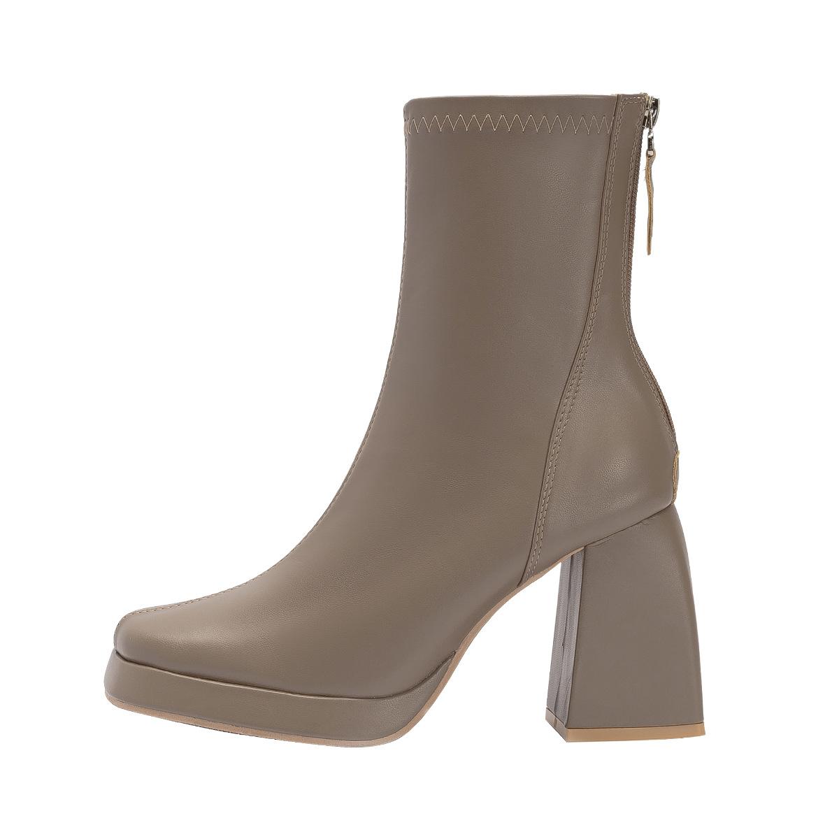 

Женские ботильоны на высоком каблуке, осенне-зимние, с квадратным носком, на толстом каблуке, в европейском и американском стиле, водонепроницаемые, на платформе, с коротким голенищем, французские короткие ботильоны 40 хаки