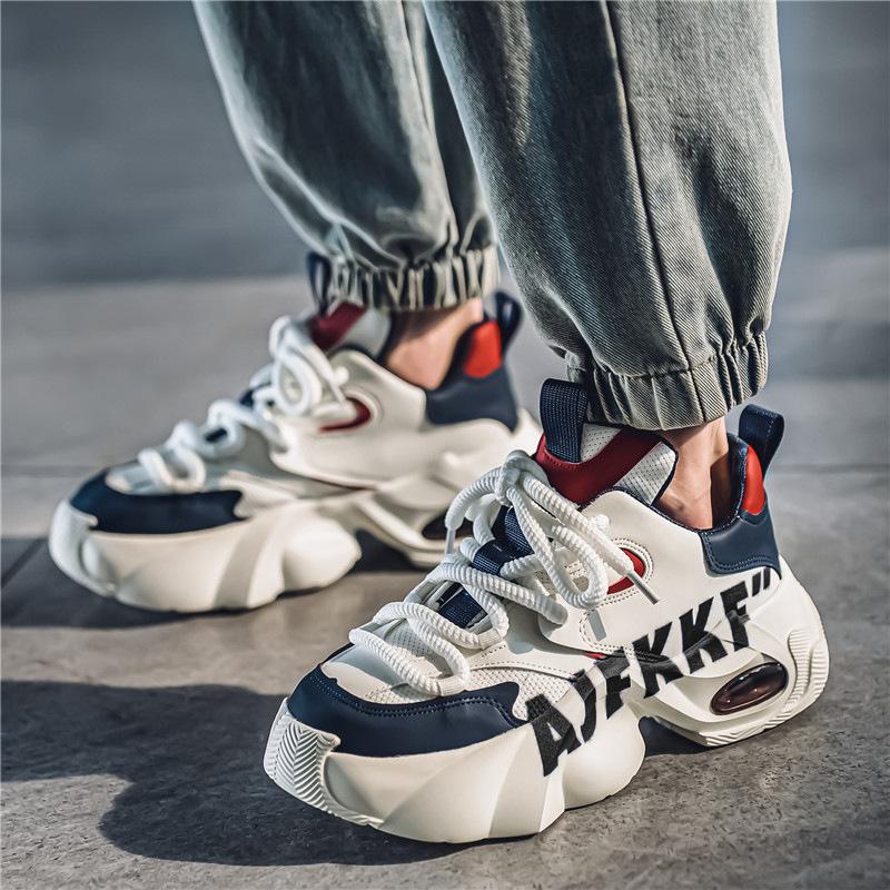 2025 spring and summer new ins color matching trend trendy men's shoes yellow dad shoes platform heightening casual sports shoes