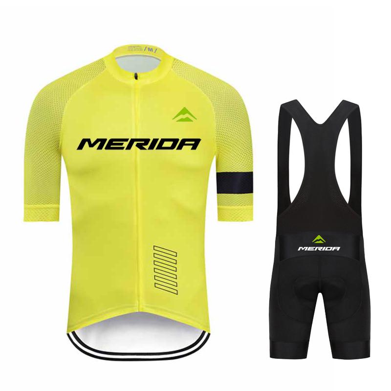 Men Summer Merida Short Sleeve Cycling Jersey Set MTB Maillot Ropa Ciclismo Bicycle Wear Breathable Cycling Clothing