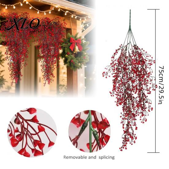 DIY Spring Festival Party Supplies Artificial Hanging Red Admiralty Rattan, Realistic Simulation Plant, Decoration Flexible Bendable Winter