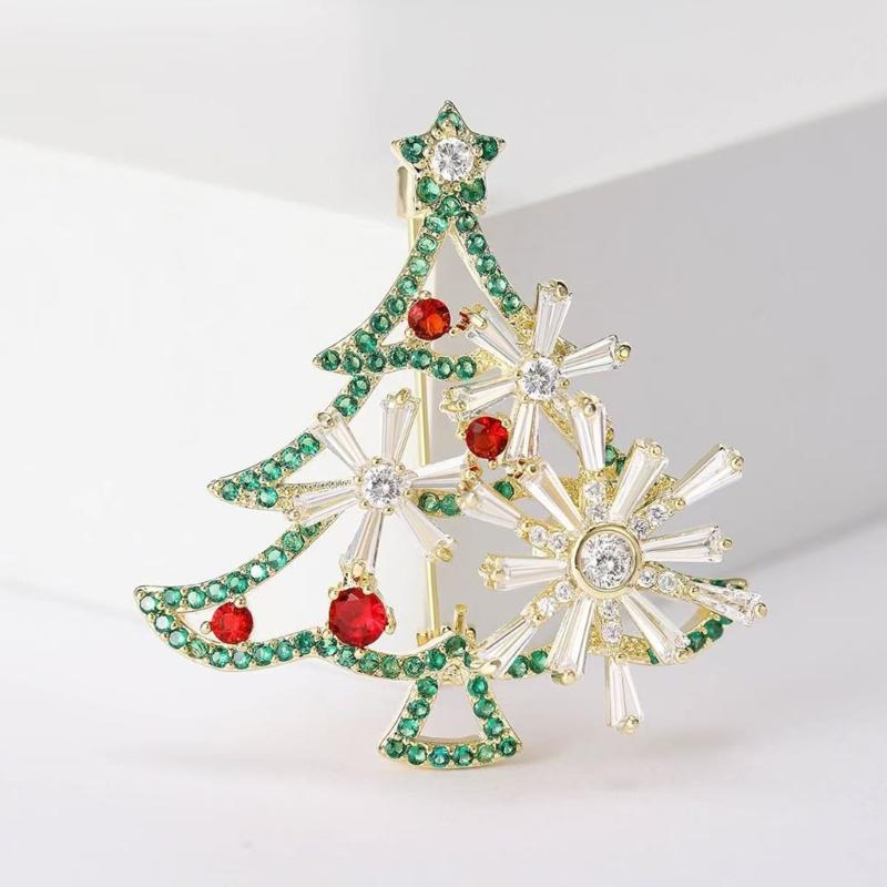 Stylish Festive Tree Jewelry Pin Sturdy Alloy Design Secure Clasp Brooch Perfect For Holiday Outfits And Gatherings
