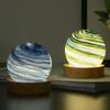 With Wooden Stand 80MM LED Night Light Luminous Glass Sphere Crystal Ball  Bedroom