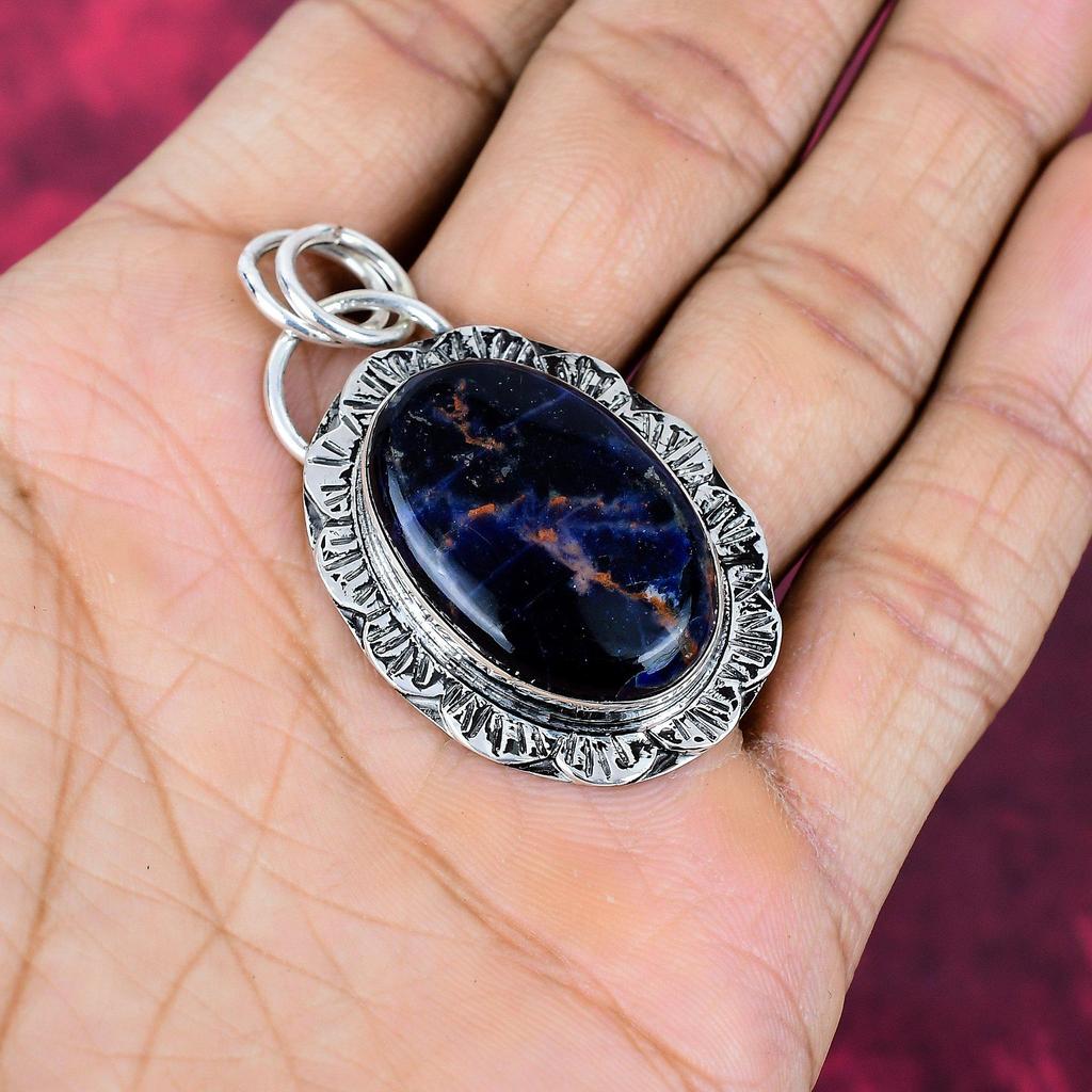 Sodalite Handmade Gemstone Pendant, 925 Solid Sterling Silver Pendant Antique Jewelry, Pendant For Engagement Gift