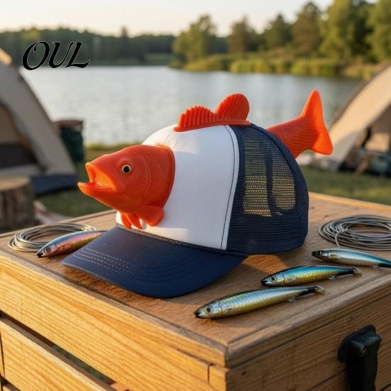 Attrezzatura da Pesca Estiva Fresca Cappello da Pesca per Pesci Bass, Cappellino Novelty 3D Realistico, Regolabile in Rete Traspirante Divertente Accessori per Fotografia all'Aperto Cappello da Sole Esilarante