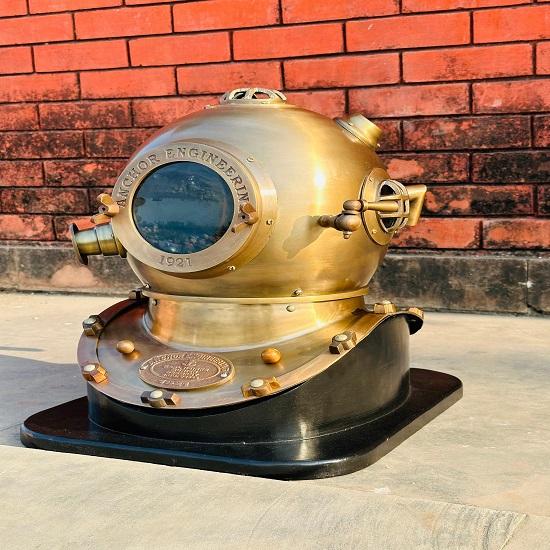 Scuba Anchor Diving Helmet 1921 Anchor Engineering Diving Helmet Brown Diving Helmet Marine Diving Divers Helmet.