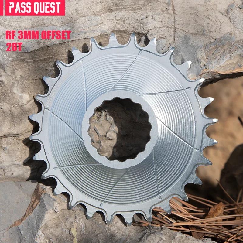 PASS QUEST 3mm Offset MTB Direct Mounted Chainring for E-STON Raceface  Wheel Mountain Bike Wide Narrow Teeth Chainring crankset 28T Silver