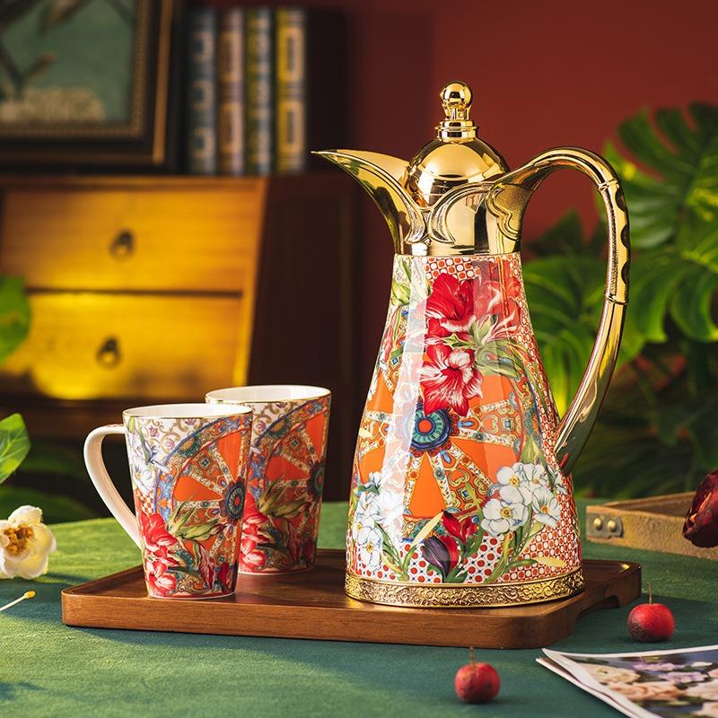 Flowering Brocade Thermal Insulation Pot Large Capacity Household Kettle Kettle Glass Liner Thermos Stew Teapot