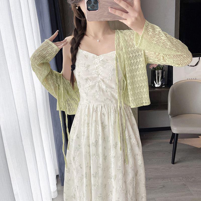 Floral Camisole Dress & Sun Protection Cardigan Set - 2026 Spring/Summer Gentle Sweet Style
