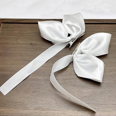 2Pcs Black White Ribbon Hair Clips Vintage Bowknot Side Hairpin Cute Girl Barrettes  Headdress Hair Accessories For Women