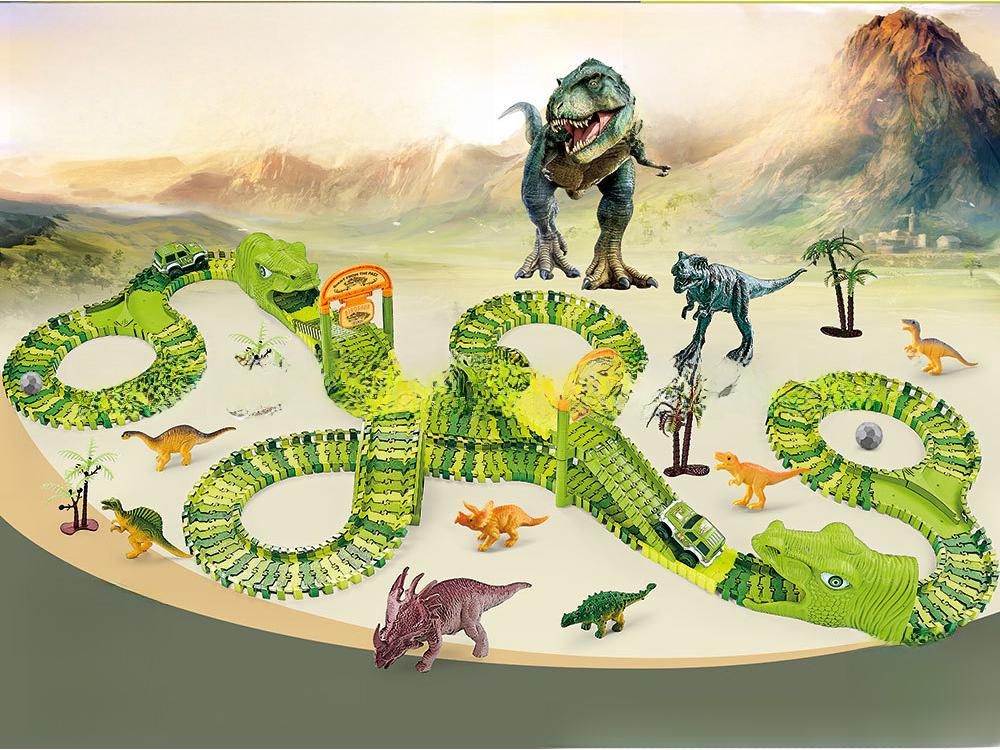 Elektrická dinosauří dráha s montážním ruským kolem pro děti