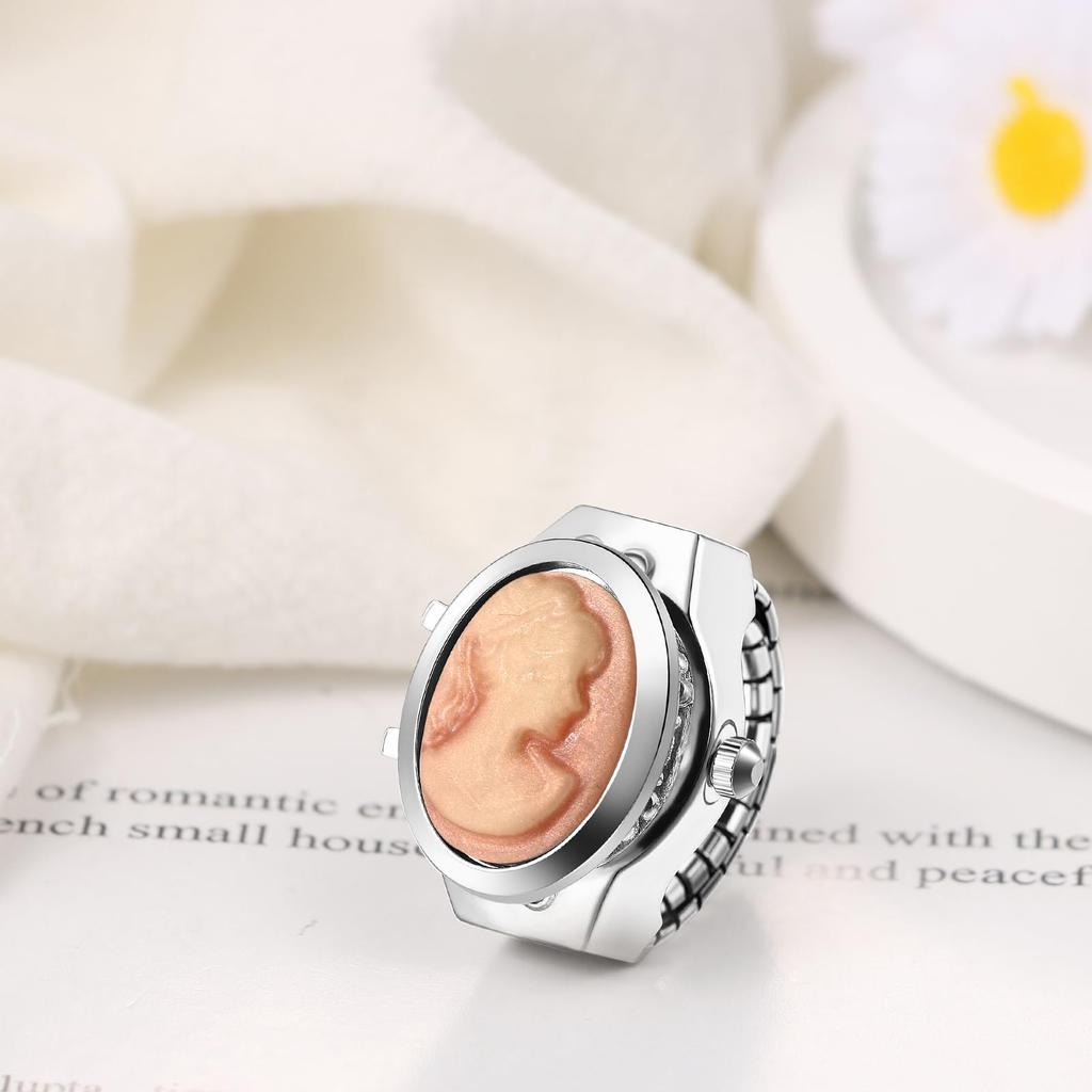 JEWELRYWE Women's Ring Watch Simple Stylish Stainless Steel Finger Ring Free Size Quartz Fashion Accessory - Birthday Christmas Valentine's Day Gift
