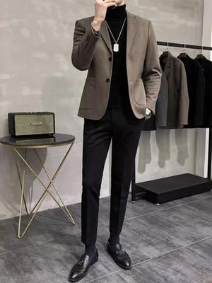 Men's British Style Wool Blazer - Casual, High-End, Handsome Spring/Autumn Suit Jacket