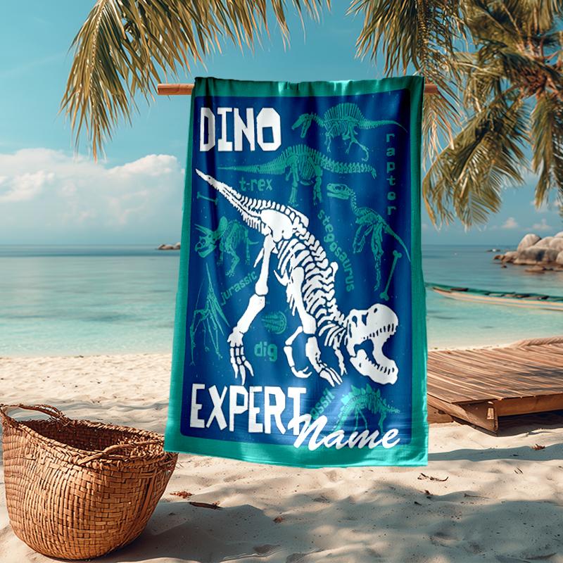 Personalisierbares Ultra-Weiches Strandtuch mit Dinosaurier-Thema, Ideal für Pool - Camping, Tauchen - Perfekter Reisebegleiter, Lebendiges Strandtuch.