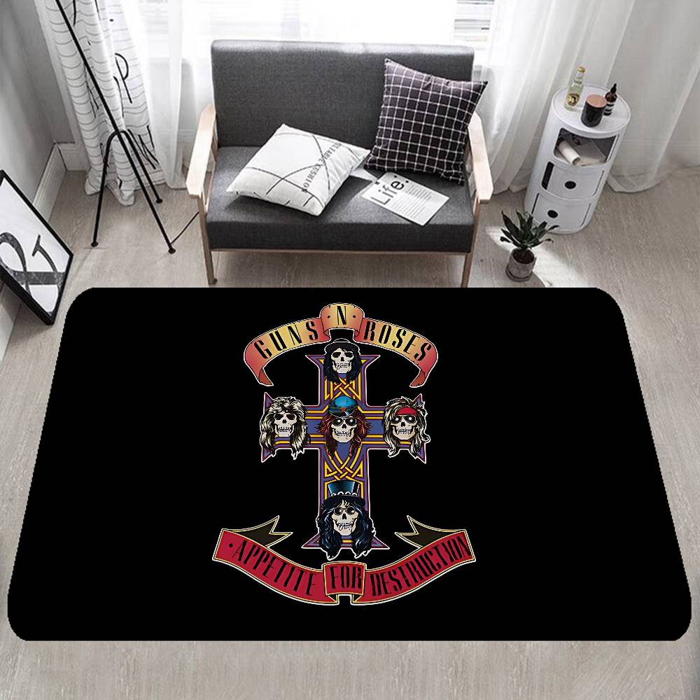 

G-Guns-S N Roses Room Mats Cheaper Anti-slip Modern Living Room Balcony Printed Welcome Rug 40x60cm