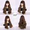 Fashionable Women's Wig: Large Waves, Brown with Blonde Highlights, High-Temperature Silk Wig