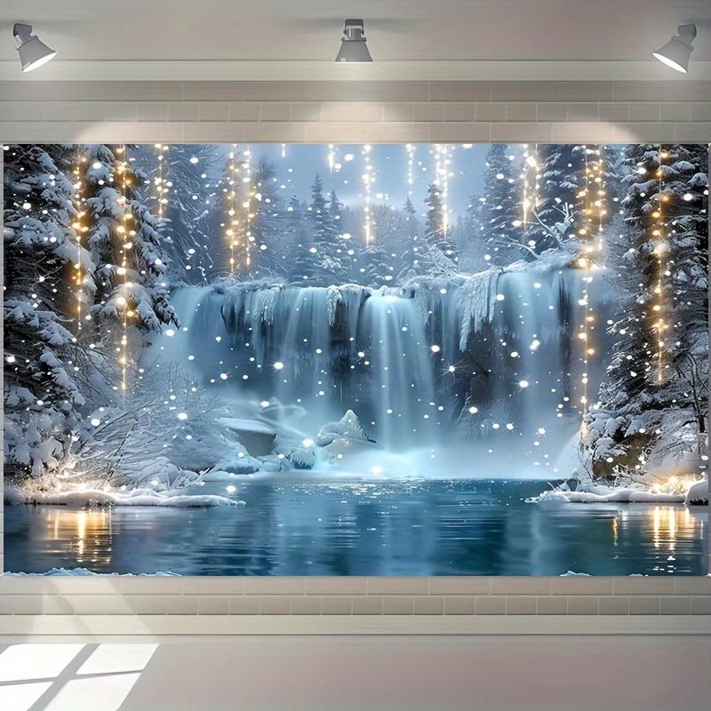 Christmas Fantasy Background Fabric - Bright Waterfalls and Sequin Lights Retro Elements Polyester Outdoor Decoration
