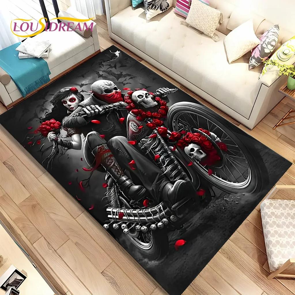 Mystical Gothic Skull Rug – Elegant Home Decor for Living Room & Bedroom | Durable Non-Slip Floor Mat for Kids’ Play Areas