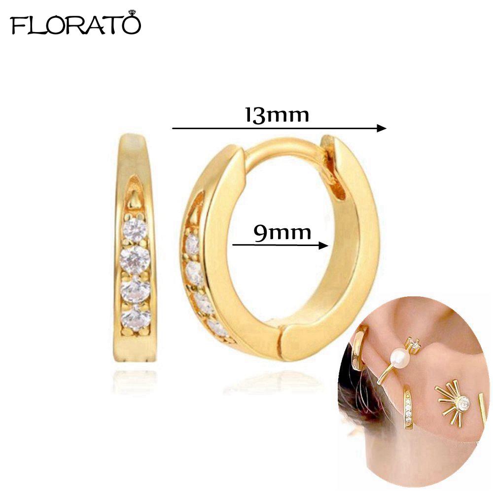 925 Silver Needle 11/13mm Small Hoop Earrings for Women Circle Piercing Huggie Earrings Multicolor Zircon Earrings Party Jewelry