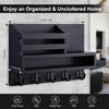 Key and Mail Holder Wall Mount Key Hanger with Long Storage Box and 5 Hooks for Coat Dog Leash Home Decor Rack House Accessories Entry Way Organ