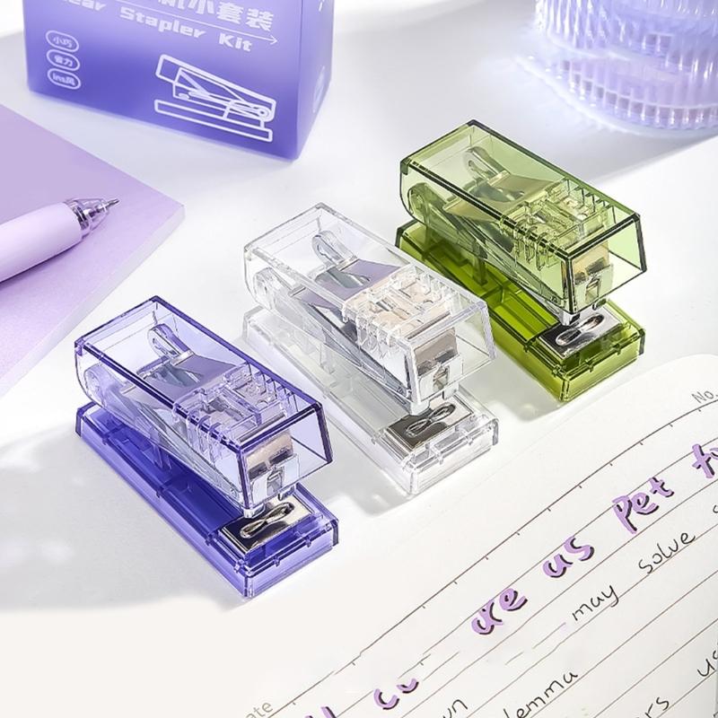 Transparenter Mini-Hefter mit 1000 Stück Heftklammern 10 Blatt Kapazität Ergonomischer Griff Kleine tragbare Heftmaschine für Studenten