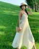 White Seaside Vacation Big Halter Neck Suspender Dress New Feminine Summer Fairy Skirt