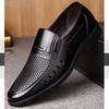 Summer Hollow Sandals Men's Leather Shoes Business Casual Real Soft Leather Shoes Non-slip Soft Sole Dad Shoes