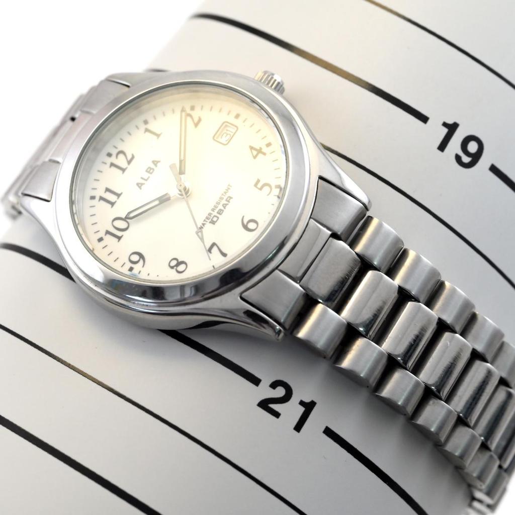 [Used] SEIKO ALBA QUARTZ date wristwatch luminous dial Ref.7N32-K004