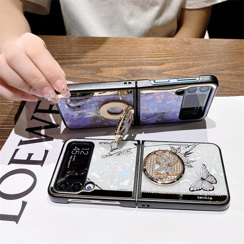 Applicable Samsung Filp7 Shell Butterfly Huawei mateX5 Rhinestone Holder FindN3 Mobile Phone Case P50 Folding