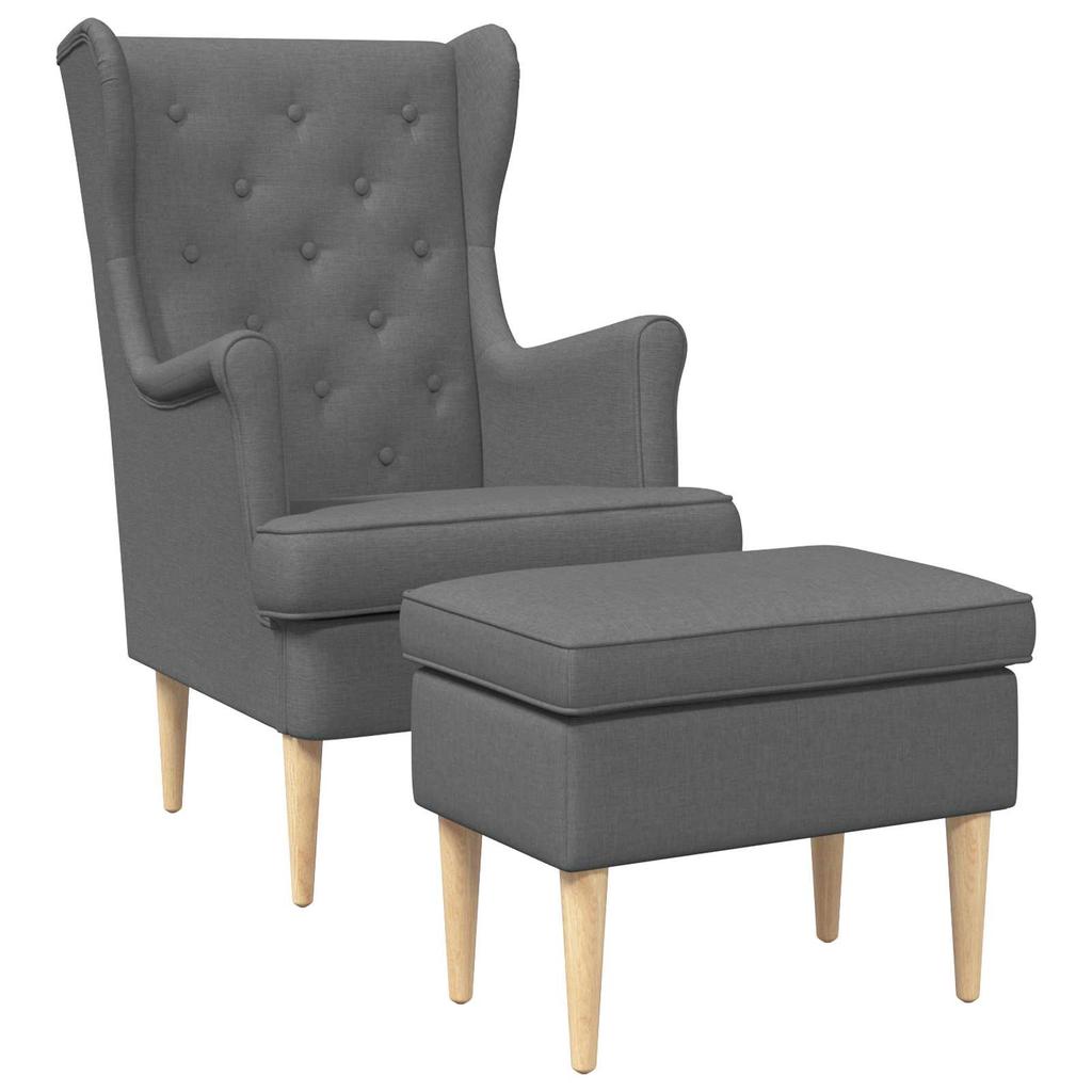 Armchair with Ottoman 2 Pcs. Dark Grey Fabric