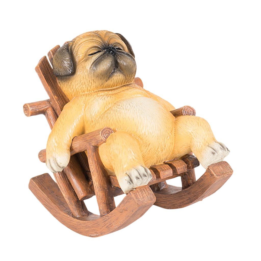 Decorative Cartoon Rocking Chair Cats Dog Figurine for Home and Office Tabletop Resins Animal Miniature Statue Ornament