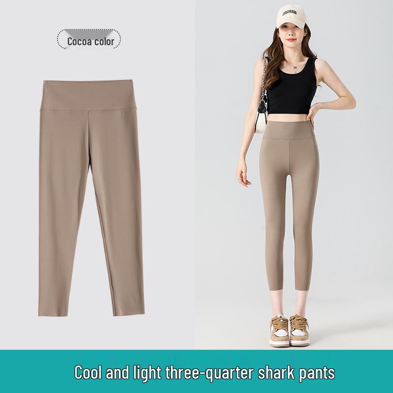 Women's High-Waist Tummy Control Shark Pants - Comfortable, Versatile, Hip-Lifting, Three-Quarter Base Layer for Summer 2026