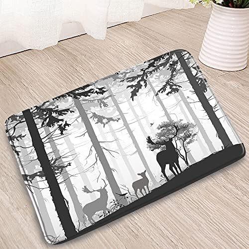 Misty Forest Deer Kitchen Carpet Living Room Shower Room Bedroom Floor Mat Balcony Hallway Non-slip Door Welcome  Entrance Rug