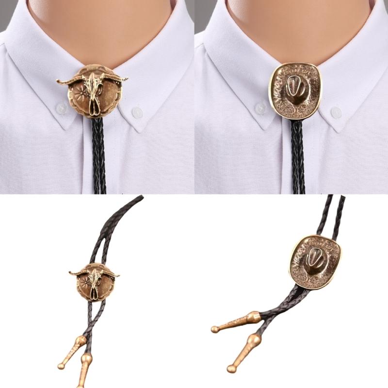 Moderno Cravattino Bolo Occidentale Gioiello per Collare Ciondolo Inciso Cordino Catena per Camicia da Uomo Outfit da Lavoro e Casual