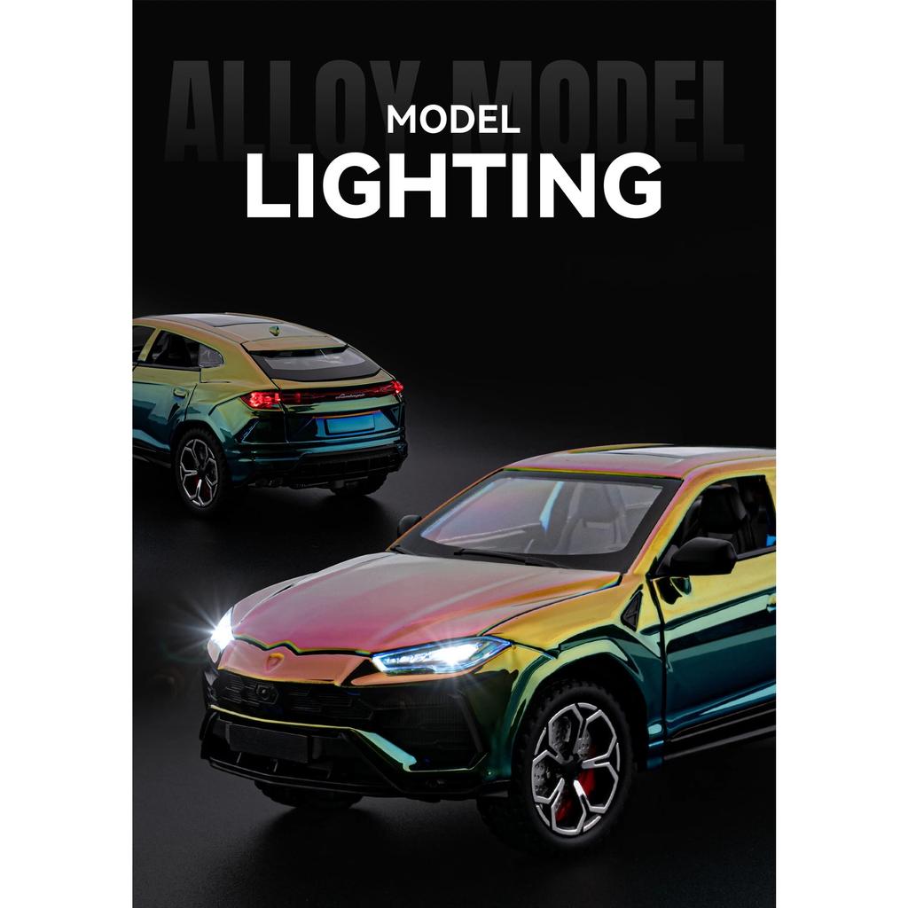 1/24 Lamborghini URUS SUV Alloy Electroplating Sports Car Model Diecast Metal Racing Vehicles Car Model Simulation Sound Light Kids Toy Gift
