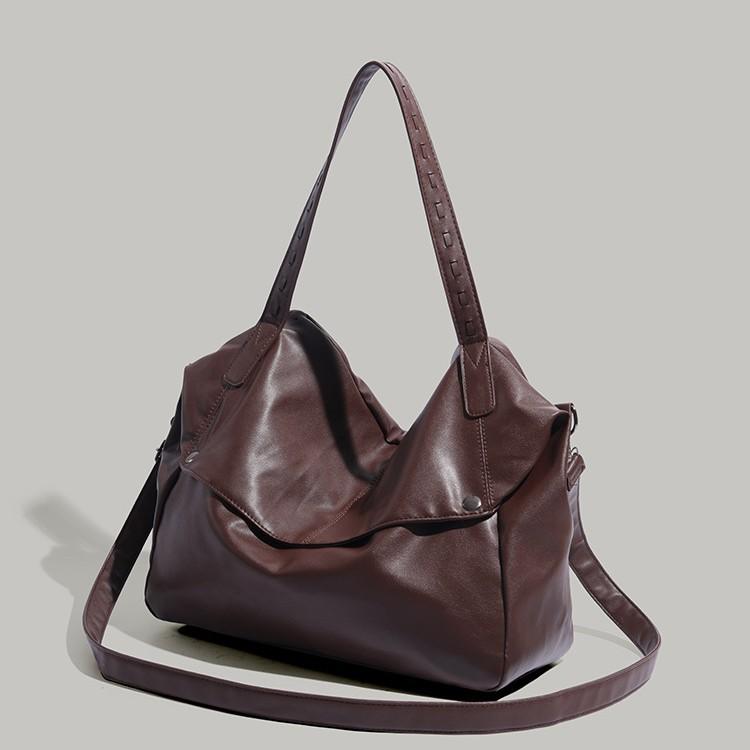 2025 New Large Capacity Single Shoulder Bag for Women, European and American Style Vintage Soft Leather Tote Bag, Simple Casual Crossbody Bag