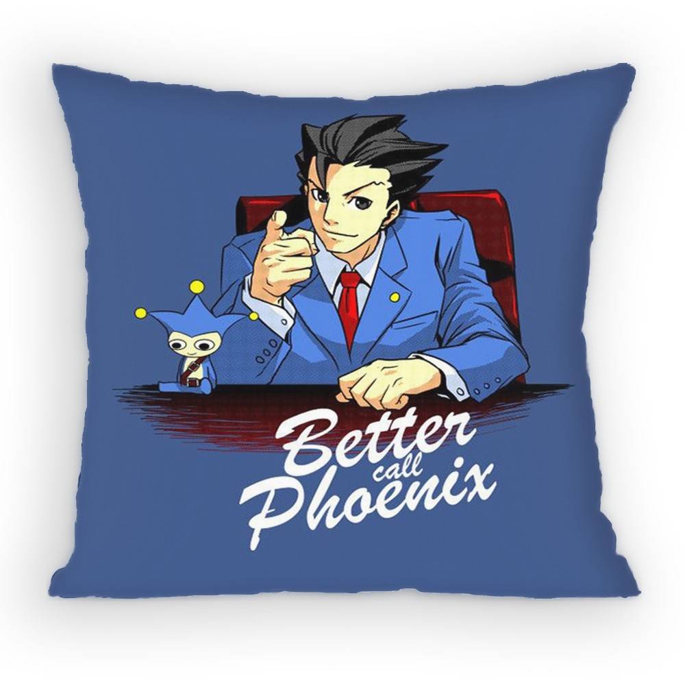 Ace Attorney Phoenix Wright Pillow Case Antidustmite Pillowcase Invisible Zipper Silky Short Plush Sofa Cushion Cover