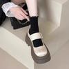 Summer Chunky Women's Mary Jane Shoes 2025 Black Ankle Buckle Ladies High Heels Korean Platform Increased Lolita Shoes De Mujer
