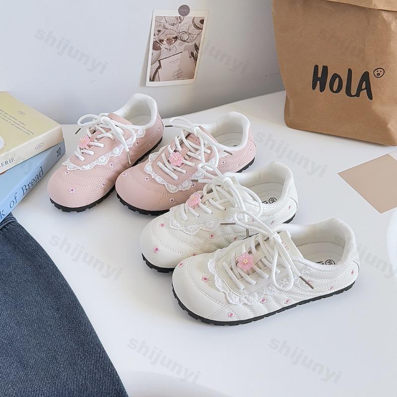 Fashion Women Casual Sports Shoes 2025 Autumn Comfortable Anti Slip Outdoor Vulcanized Shoes Flower Lace Up Fashion Running Flat Shoes