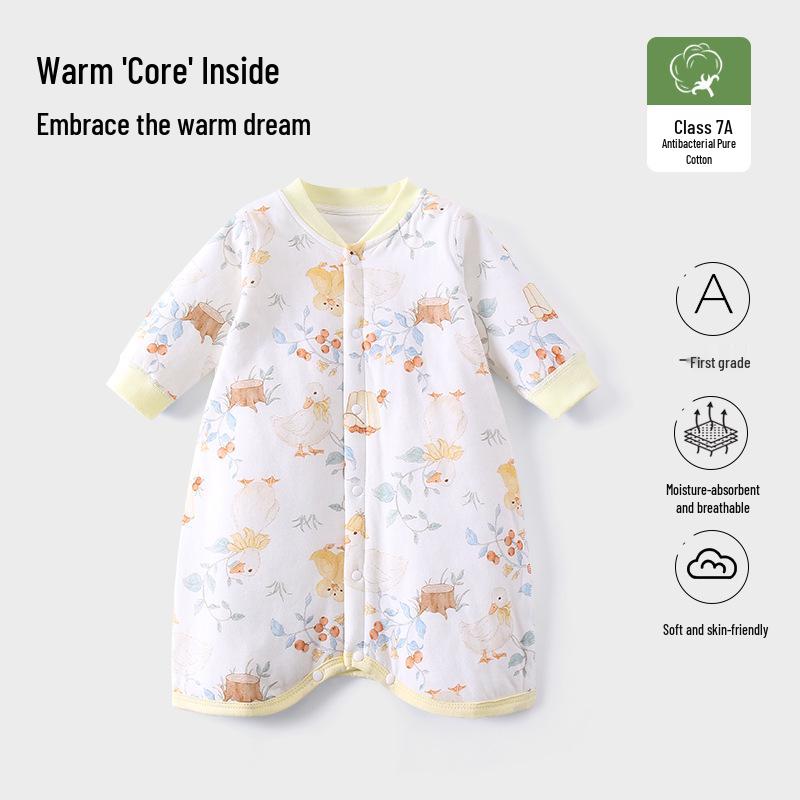 

Детский хлопковый ромпер для сна с длинным рукавом - Защита от пинков, Тонкий стиль для весны и осени, Унисекс пижама и костюм для кондиционирования воздуха 66cm