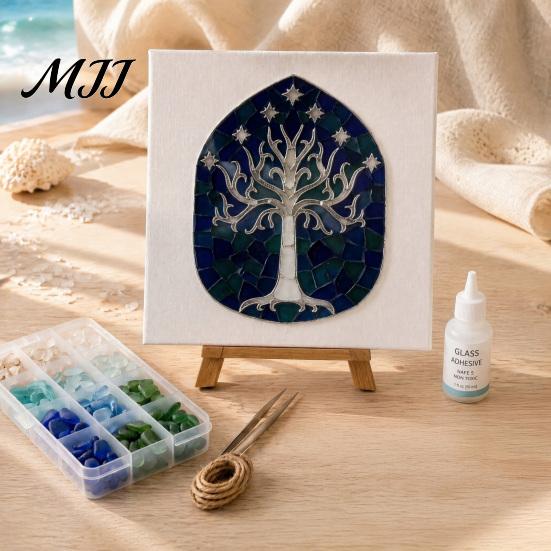 Creative Leisure Time Supplies DIY Mosaic Art Kit, Fantasy Circular Door Tile Craft Thoughtful Holiday Gift Sets Sea Glass Kit for Adults Beginners,