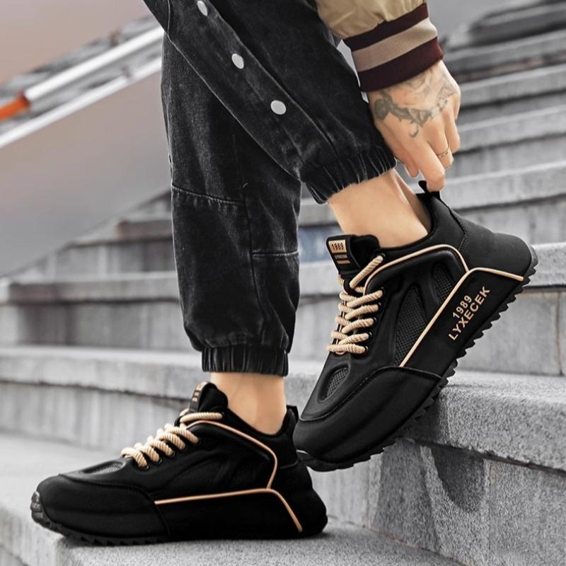 Fashion Shoes for Men Leather Lace-Up Sneakers Trendy Versatile Non-Slip Casual Shoe Versatile Daily Comfort Men Shoes Zapatillas Hombre