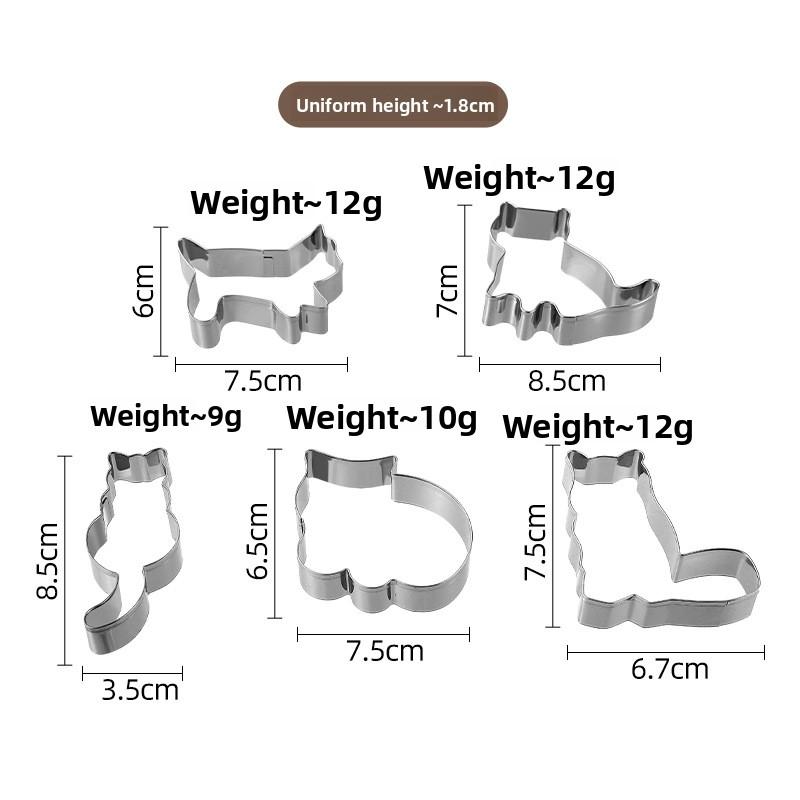 Adorable Kitten Cartoon Creative Baking Cookie Cutter Set of 5