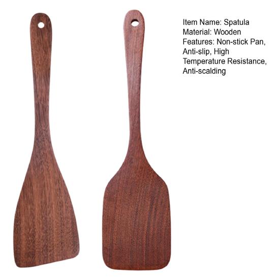 2Pcs Wooden Spatulas Square Diagonal Spatula Set for Cooking Stirring Wok Spatula Kitchen Turner Angled Flat Spatula