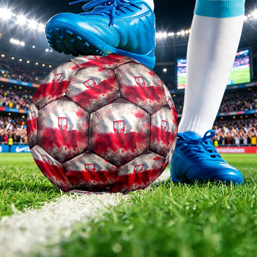 Poland Football Printed Size 5 Soccer Ball Wear Resistant Standard Adult Training Football Fan Gift for Indoor Outdoor Match Sports