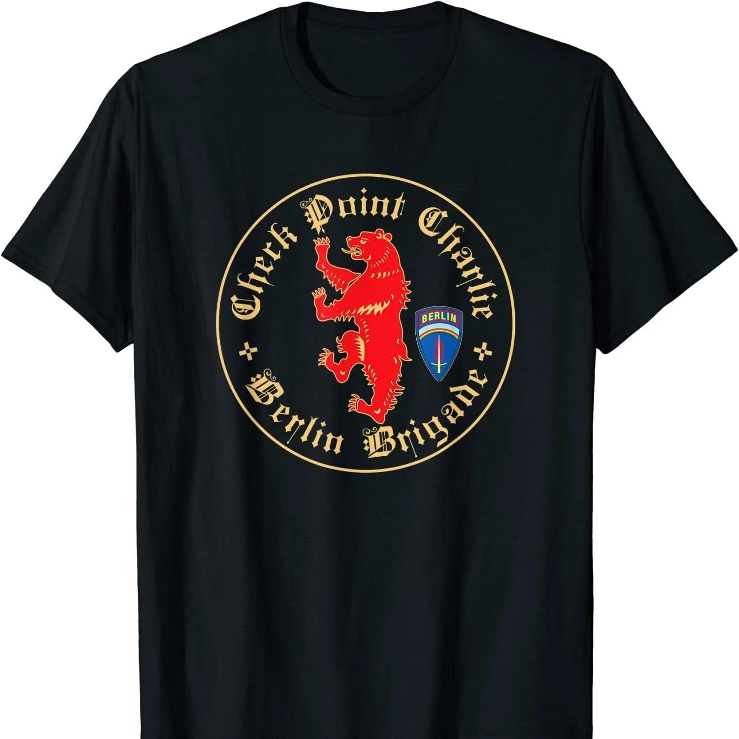 

Cold War Crossing Point Check Point Charlie Berlin Brigade T Shirt New 100% Cotton Short Sleeve O-Neck T-shirt Casual Mens Top S чёрный