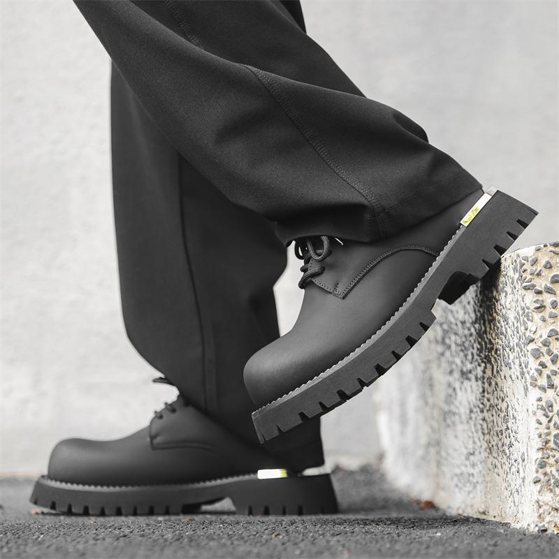 Mode Derby Schuhe mit dicker Sohle Trendige Herren Minimalistische Alltagsdesigns Outdoor-Freizeitparty Schwarz Jugend Höhenerhöhende Schuhe