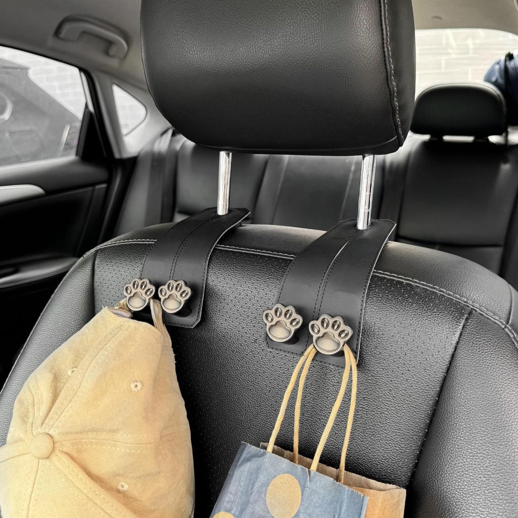 Catland Car Headrest Cute Cat Paw Storage Organizer for Back Seats and Passenger Set Hooks, Seats, Gunmetal, 2-Piece
