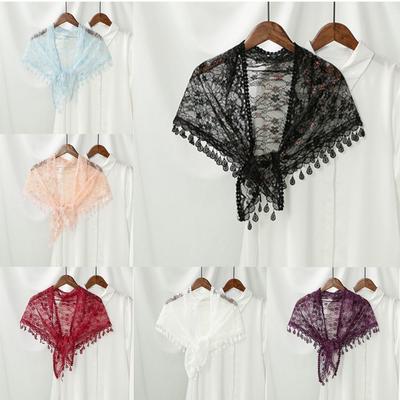 Cute Lace Flower Hair Scarf Shawl Thin Triangle Head Scarf Fashion Bandanas for Women  Photography