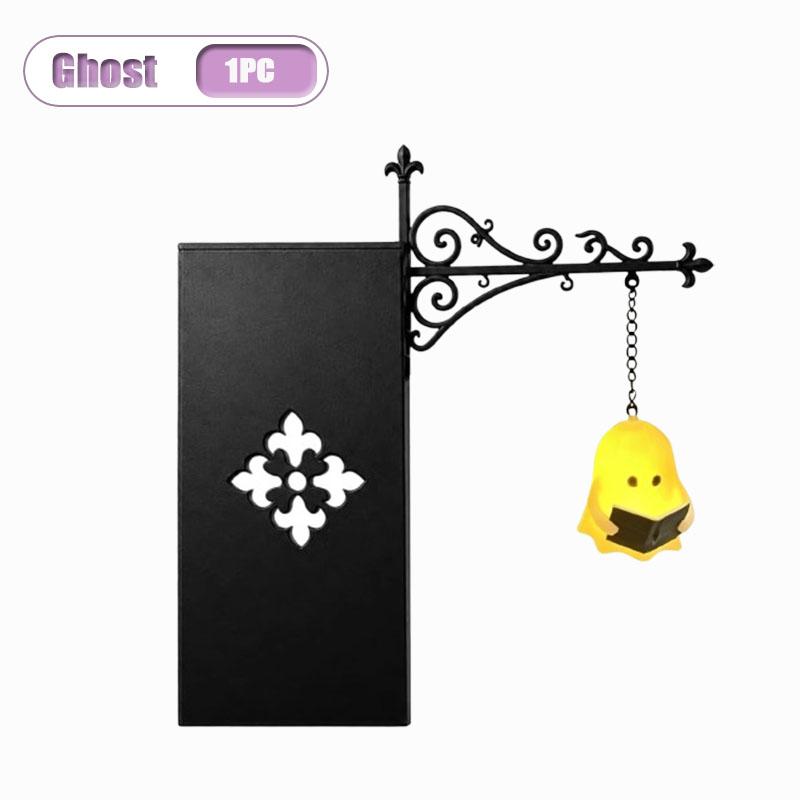 1-5PCS Ghost Bookshelf Lantern Vintage Mini Reading Lamp Resin Hanging Shelf Light for Library Cozy Halloween Display